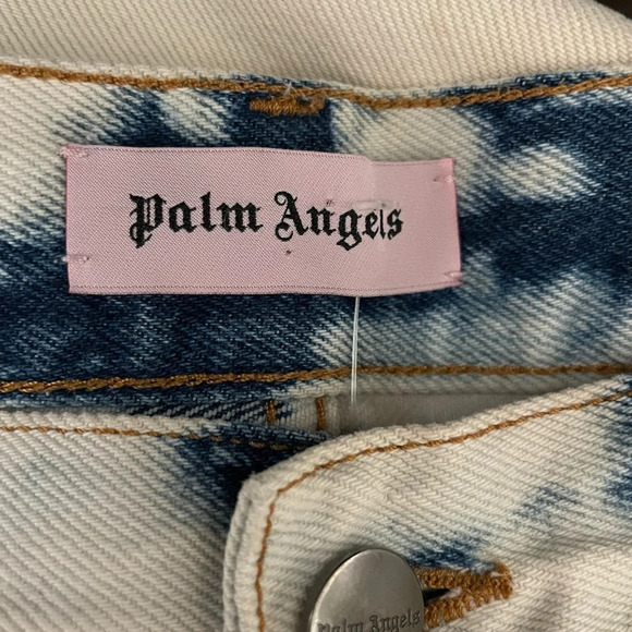 Palm Angels Jeans Tie & Dye Skinny Fit 30/30 Destroyed Blue White Button Fly - Picture 5 of 16
